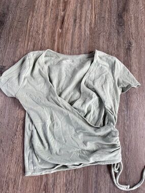 Hollister Sage Green Wrap-Front Crop Top